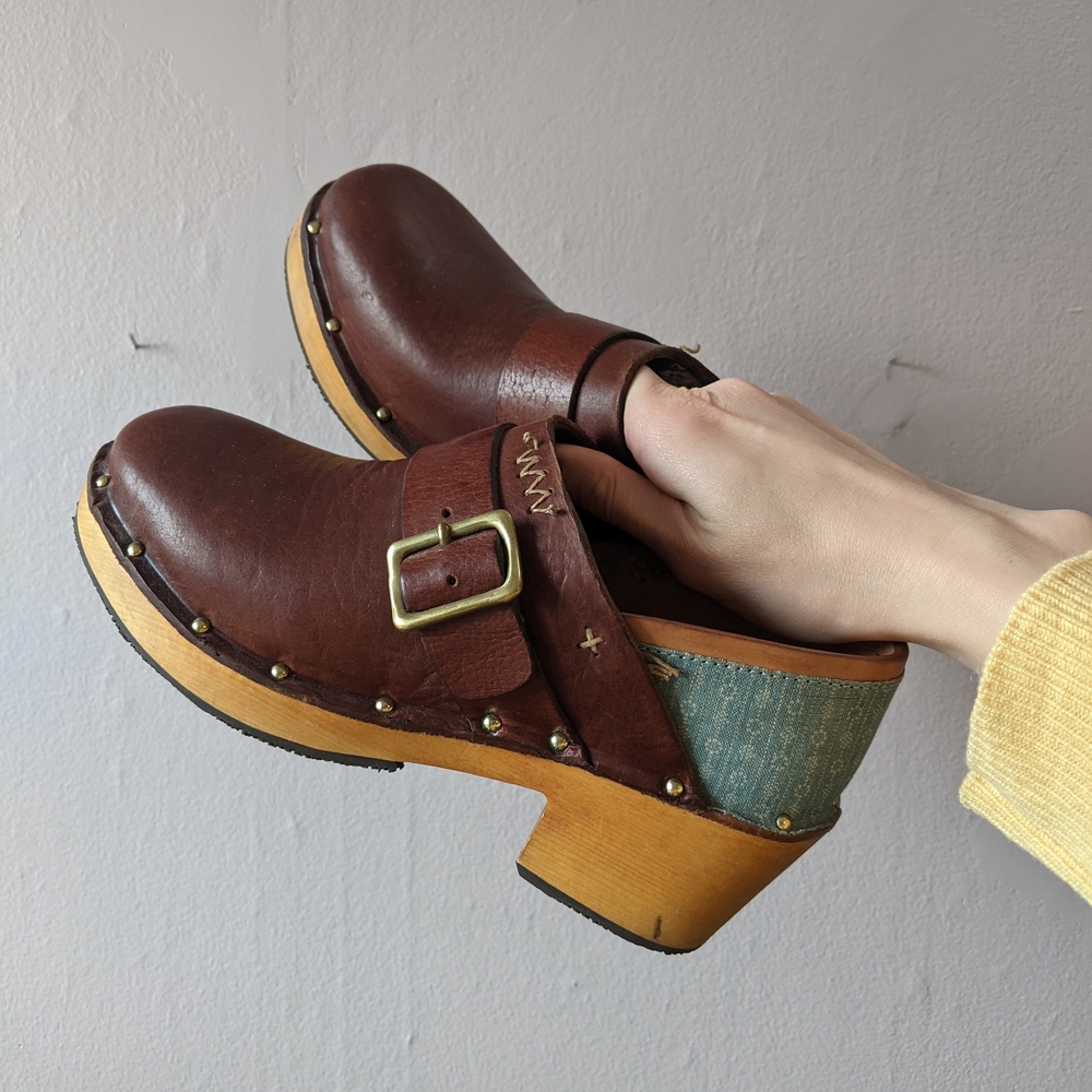 VISVIM Labrang Brown Leather Clogs